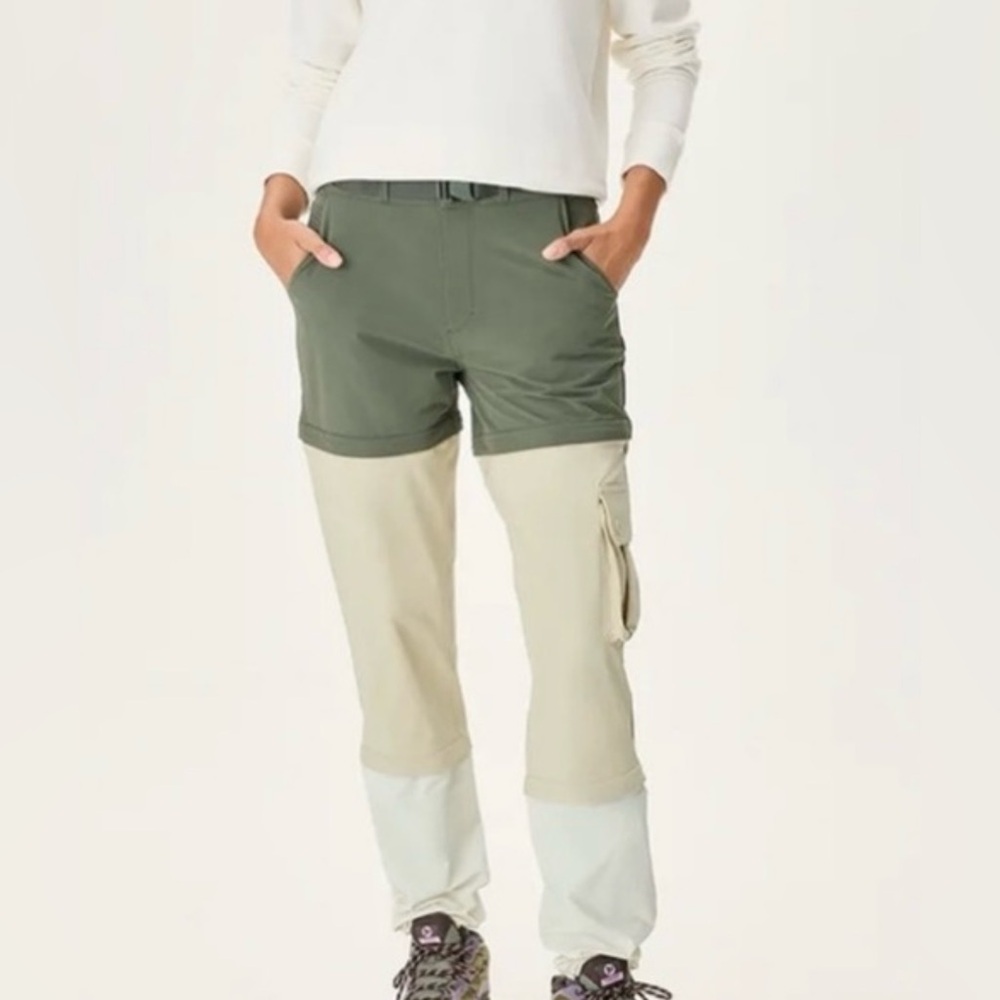 NWT Outdoor Voices RecTrek Zip-Off Pant in Tea‎ Tree/Calcite/Milk Stone Small - Picture 4 of 10